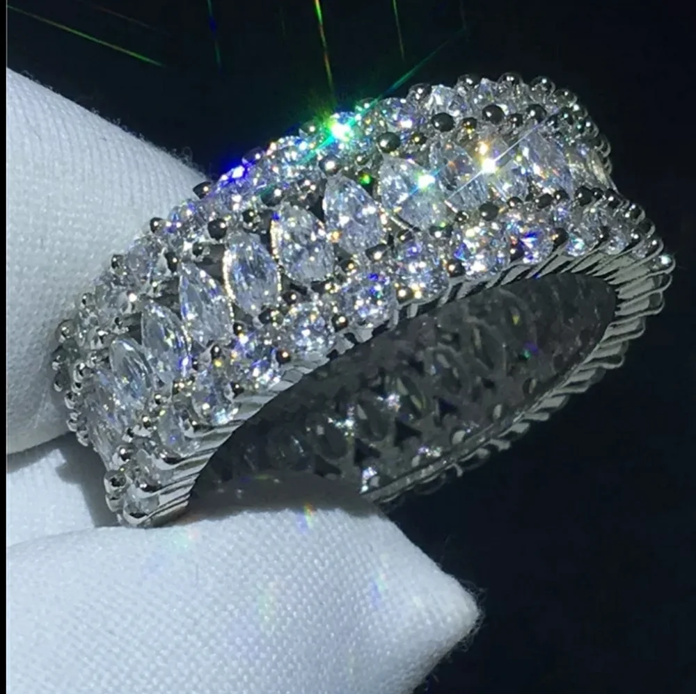 Diamond baguette crown ring with 925 band - Picture 4 of 7